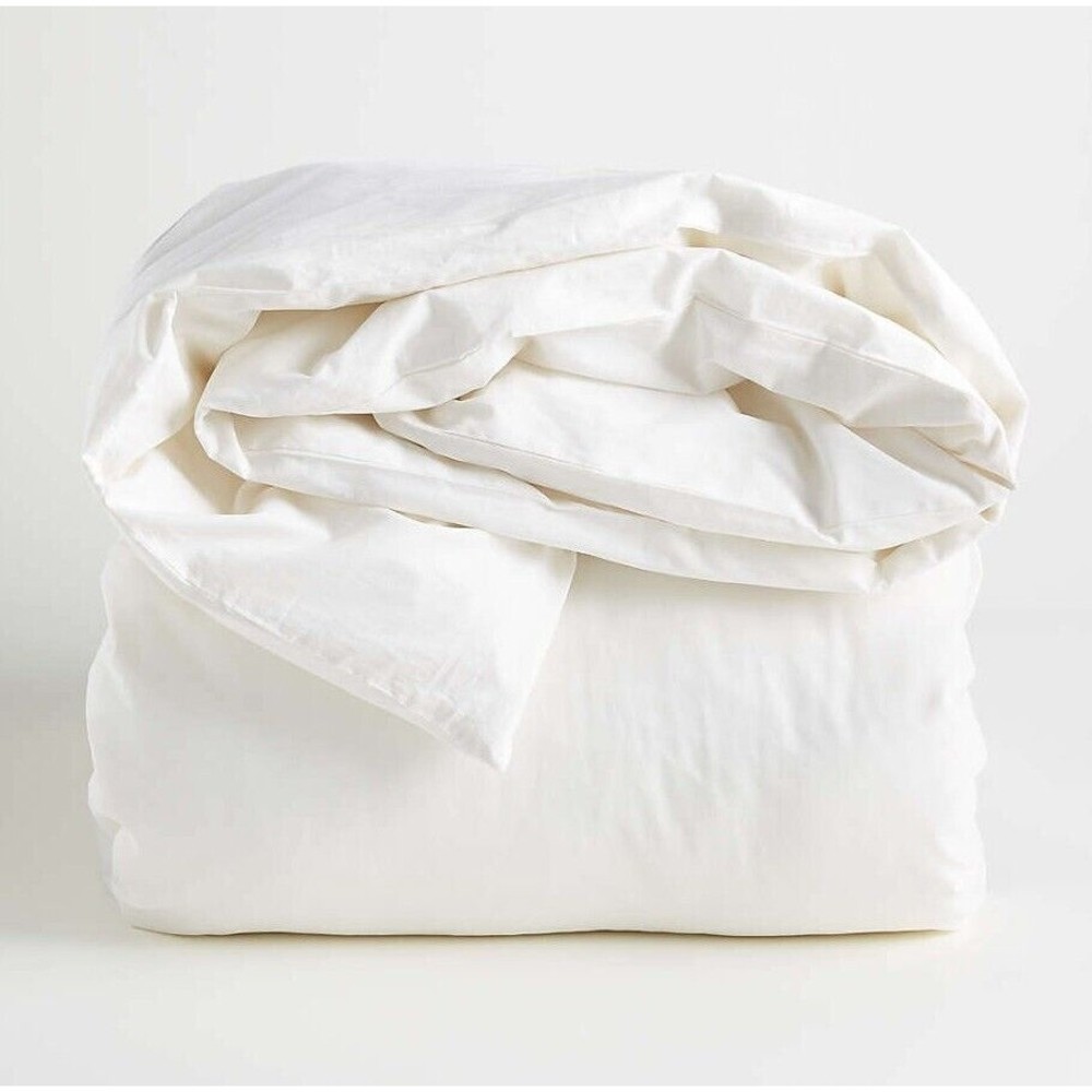 Crate & Barrel King Organic Cotton Duvet Cover Pearl